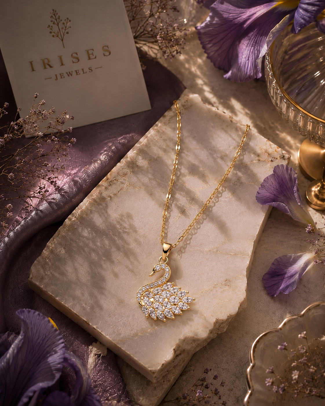 Swan Elegance Crystal Pendant Necklace