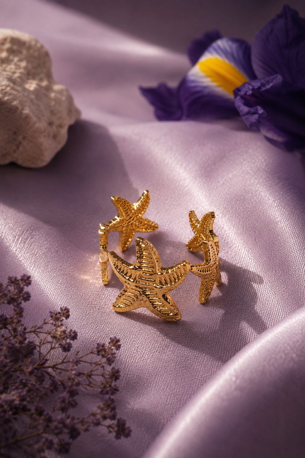 Golden Starfish Adjustable Ring