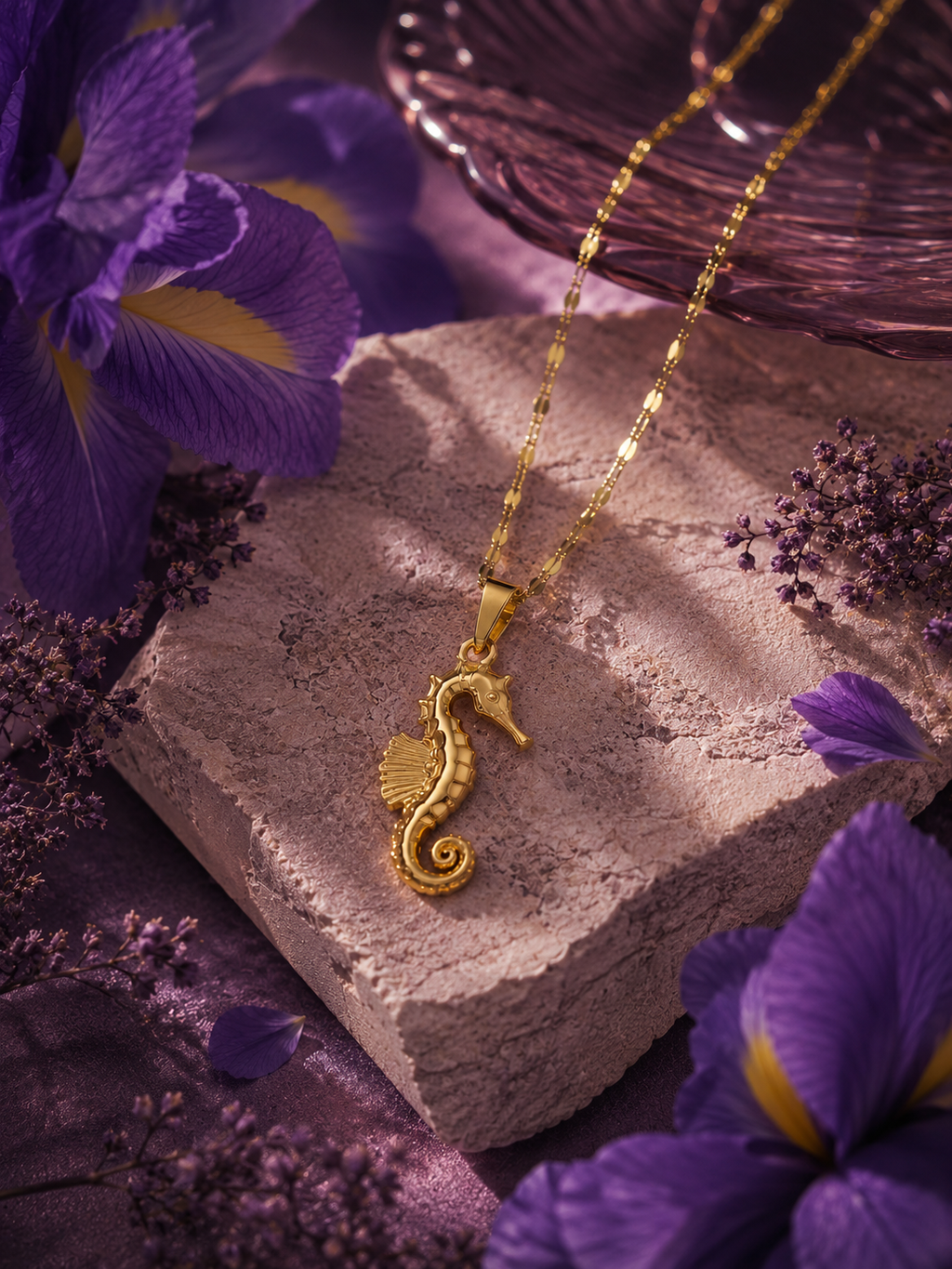 Golden Seahorse Pendant Necklace