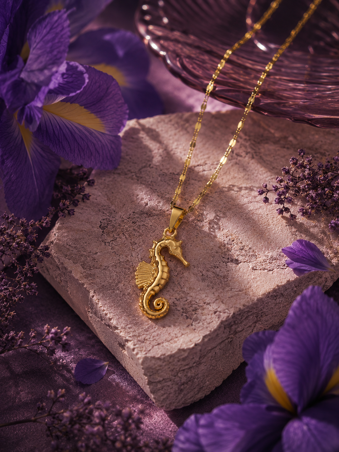 Golden Seahorse Pendant Necklace