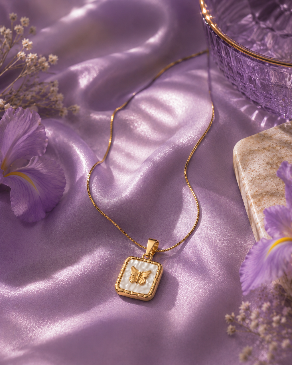 Butterfly Pearl Charm Necklace