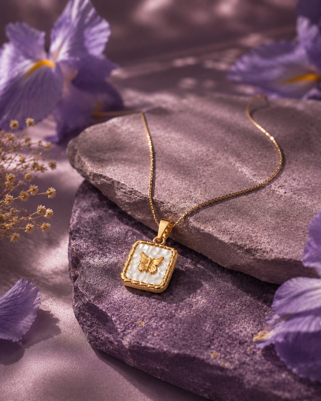 Butterfly Pearl Charm Necklace
